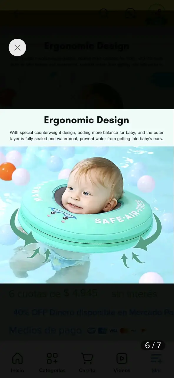 Flotador de cuello para bebé seguro y ergonómico - 1