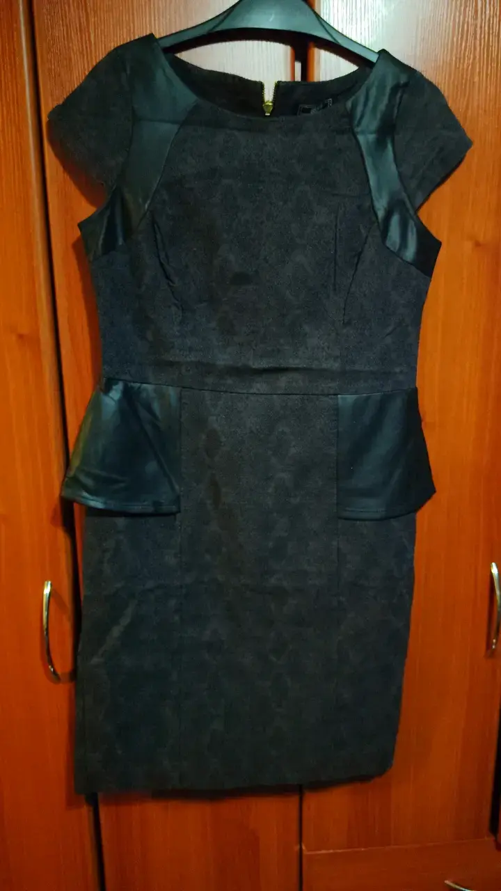 Vestido negro con detalles de cuero BNY'S - 1