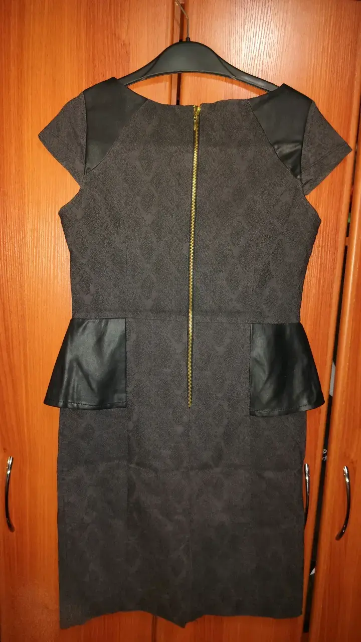 Vestido negro con detalles de cuero BNY'S - 2
