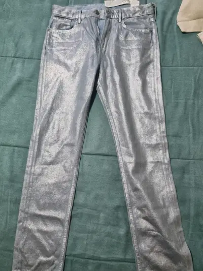 Jeans plateados rectos para mujer - miniatura 4