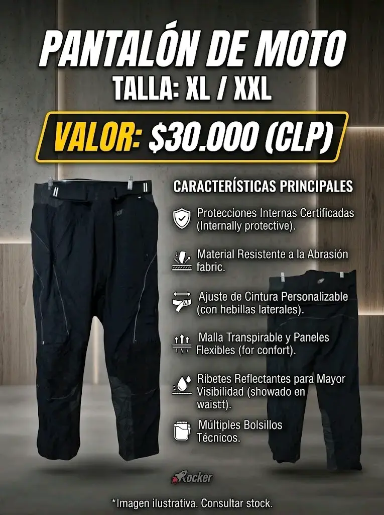 Pantalón de moto con protecciones internas talla XL