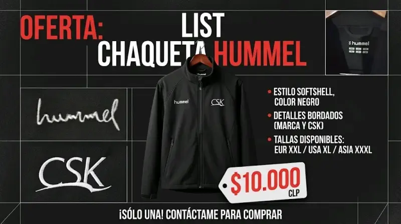 Chaqueta Hummel Softshell Negra con Bordados