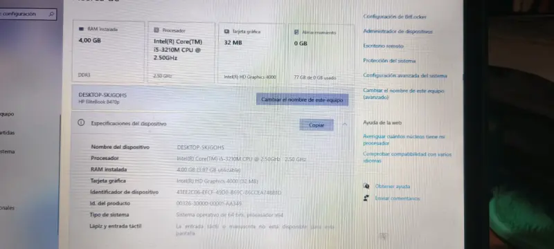 Laptop HP EliteBook con Windows 10 - 10