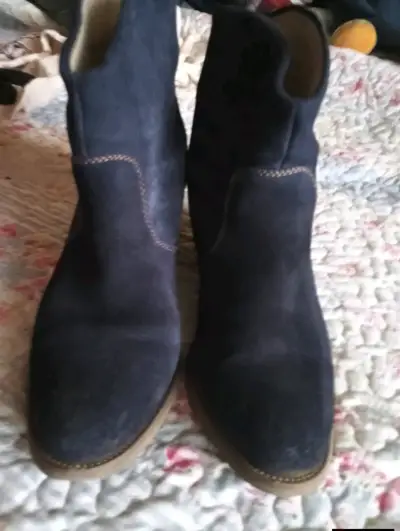 Botines de gamuza azul oscuro para mujer - miniatura 1