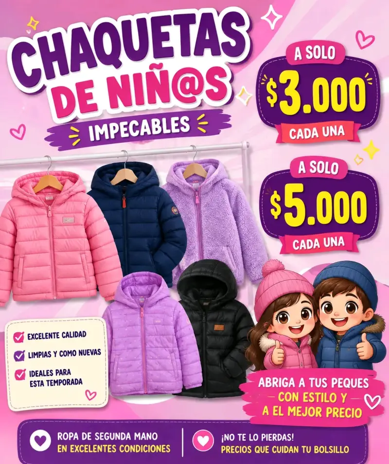 Chaquetas de niños impecables en varios colores