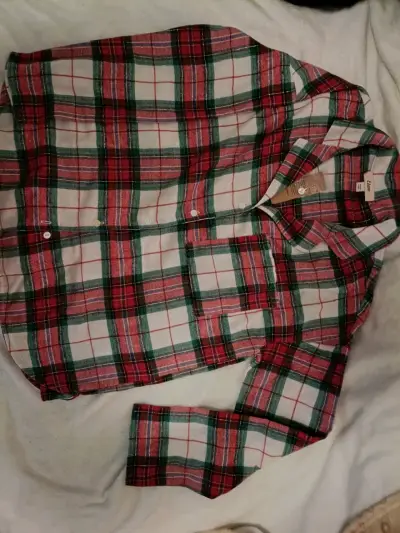 Pijama de franela a cuadros con calcetines - miniatura 2