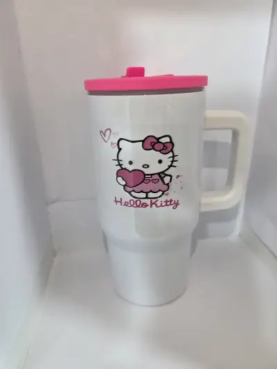 Vaso térmico con diseños de personajes y tapa rosa - miniatura 4