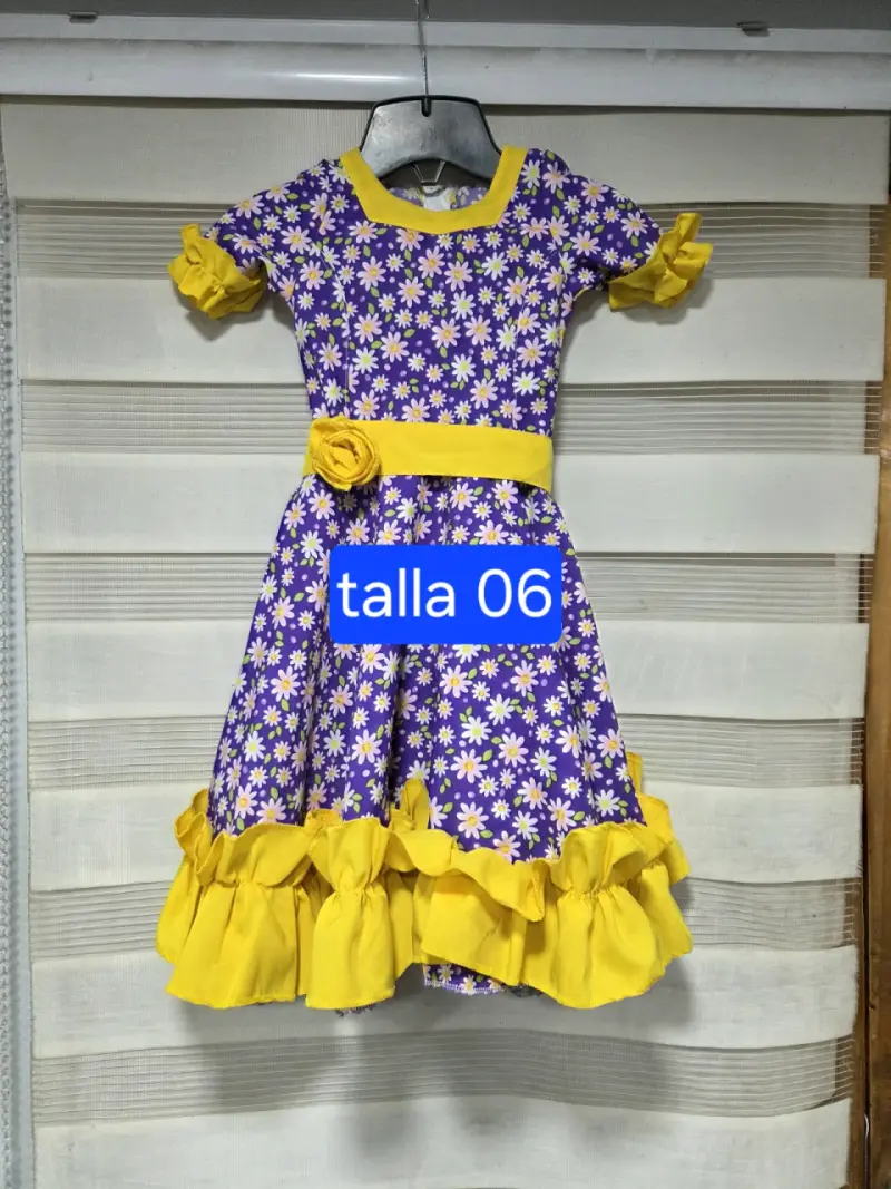 Vestido de niña floral con volantes - 2