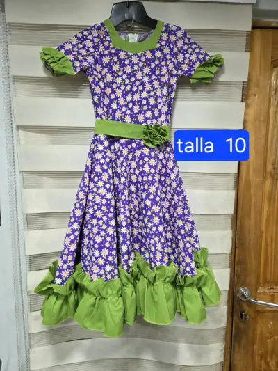 Vestido de niña floral con volantes - miniatura 3