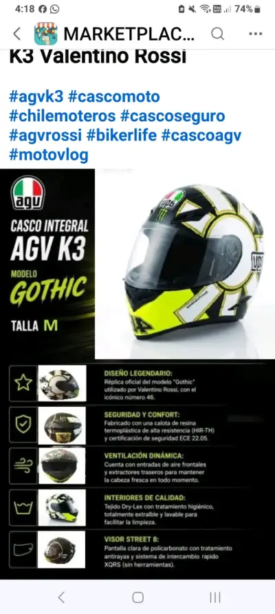 Casco Integral AGV K3 Gothic Valentino Rossi - miniatura 1