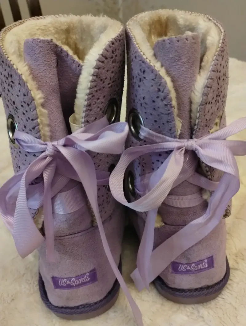 Botas de invierno lilas con lazo para niña - 2