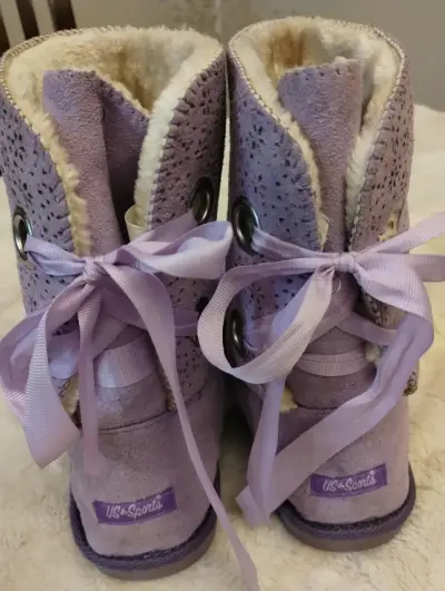 Botas de invierno lilas con lazo para niña - miniatura 2