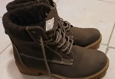 Botas de cuero marrón con forro interior - miniatura 6