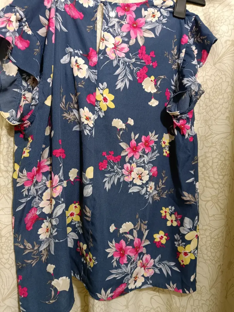 Blusa floral azul con volantes Elle XL - 2