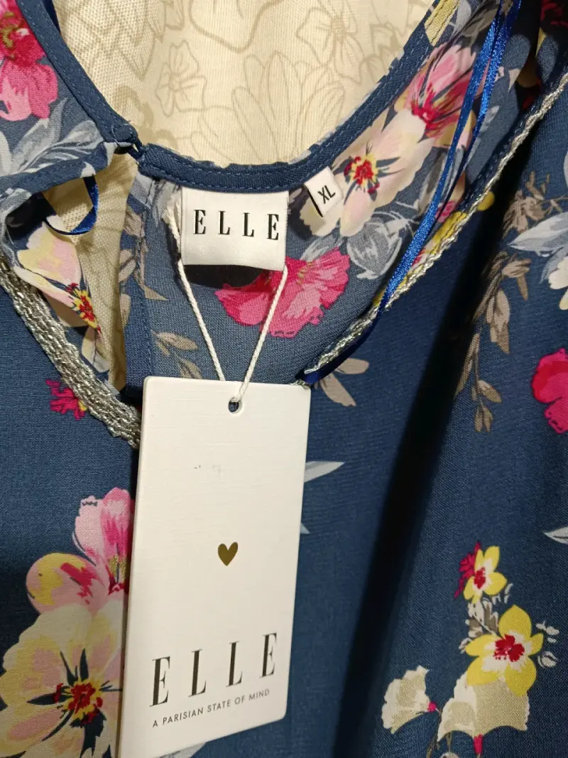 Blusa floral azul con volantes Elle XL - 4