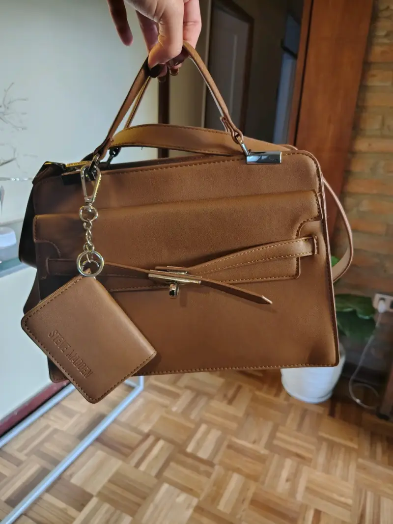Cartera de cuero marrón Steve Madden con tarjetero - 1