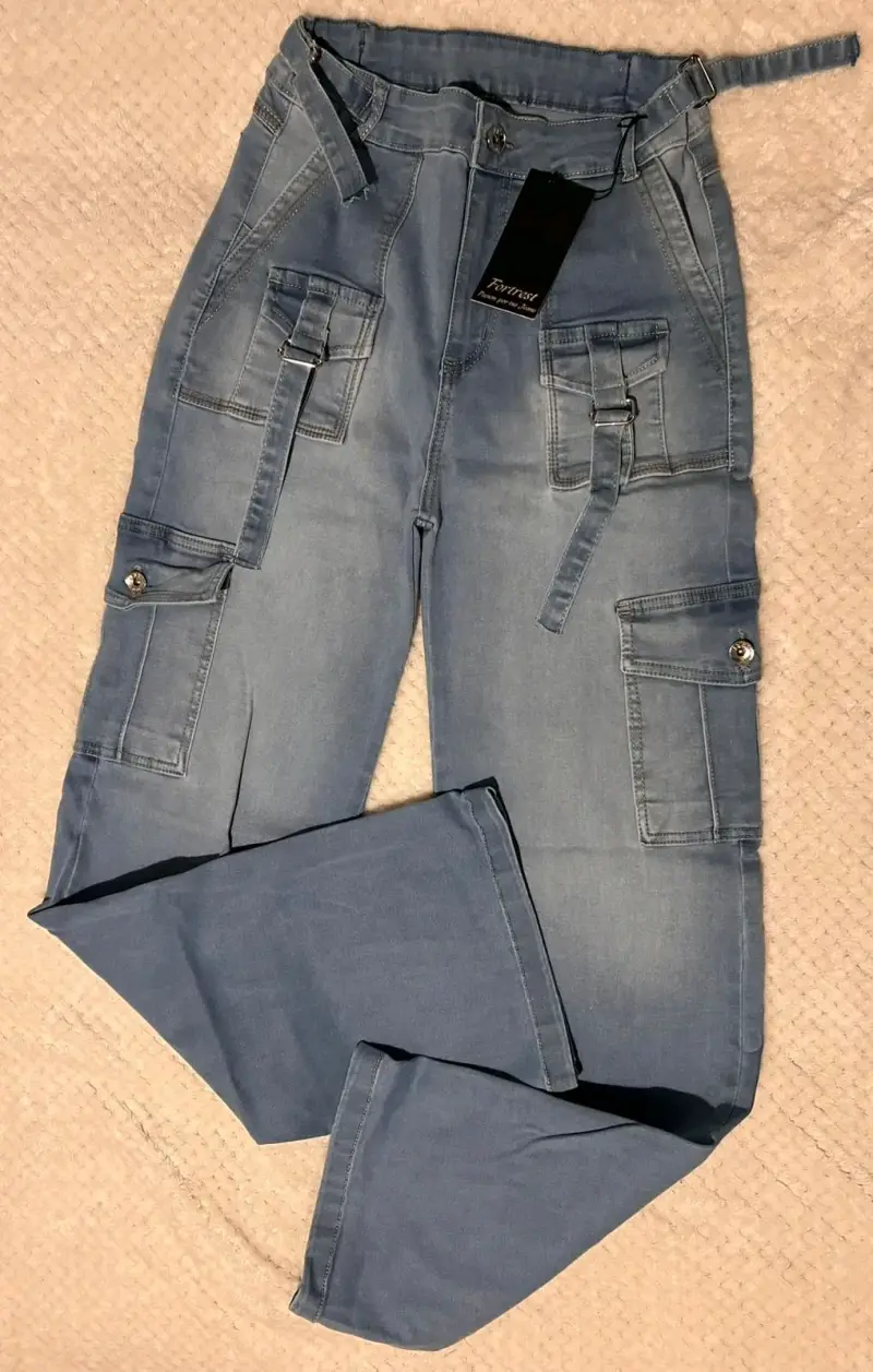 Pantalones cargo de mezclilla para mujer For3t - 3