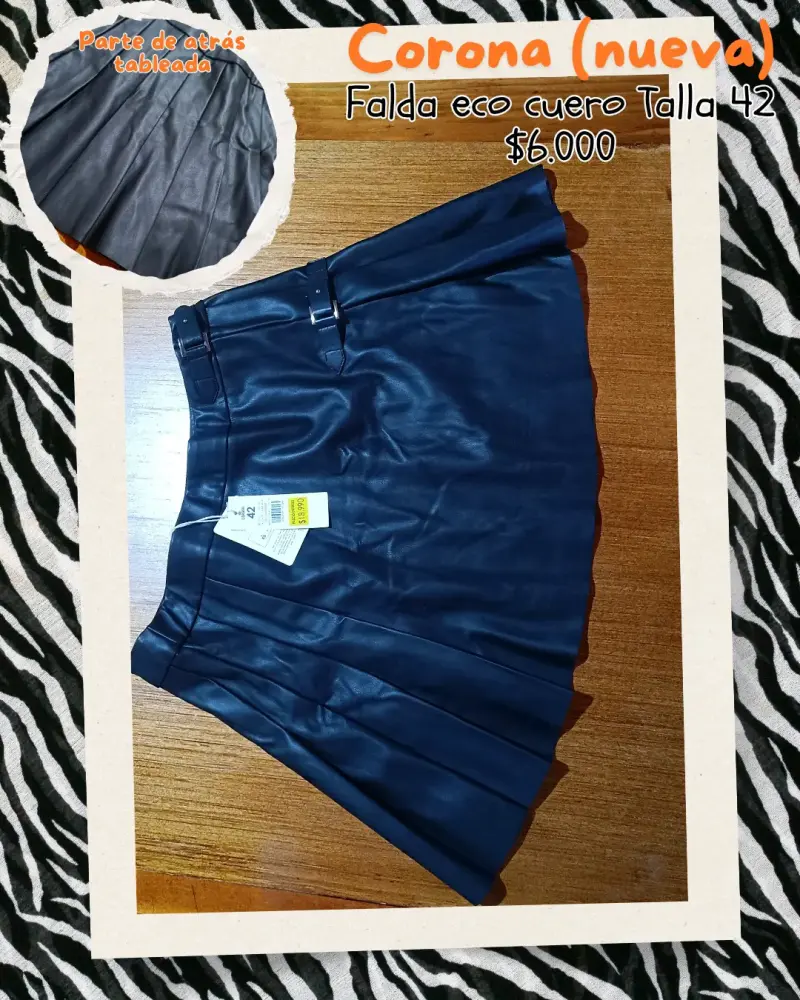Falda eco cuero negra talla 42 nueva