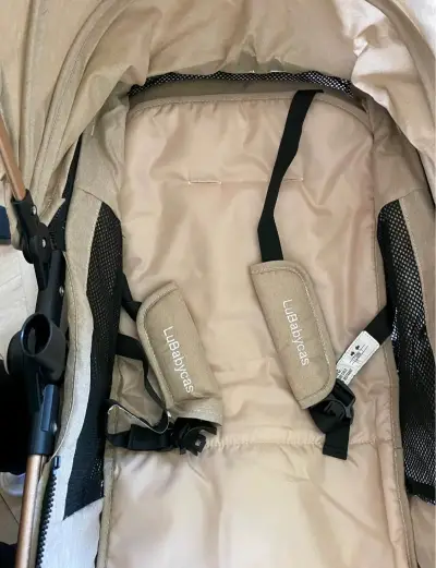 Coche de bebé LuBabycas beige plegable - miniatura 6