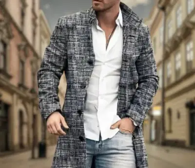 Abrigo largo de hombre estilo casual - miniatura 1