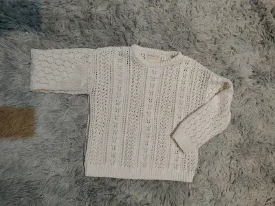 Suéter de punto blanco para niña Tribu - miniatura 3