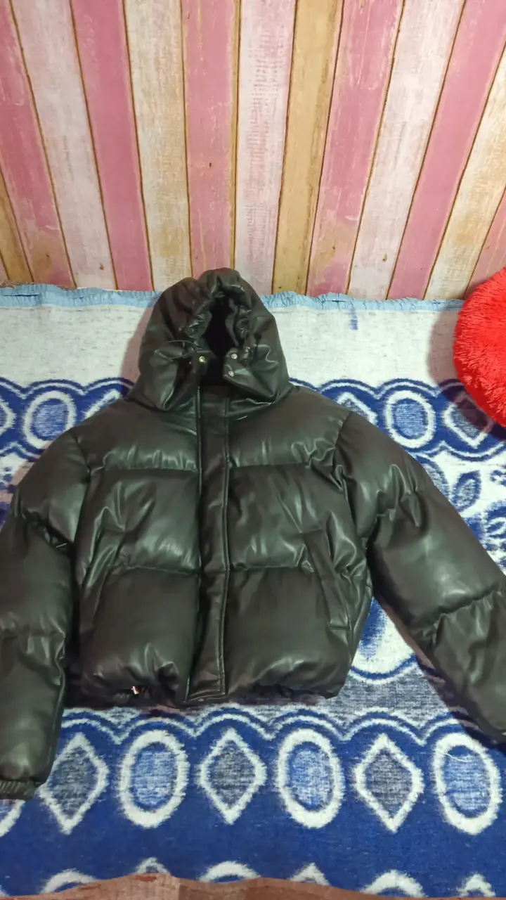 Parka Mujer Negra Efecto Piel Index - 1