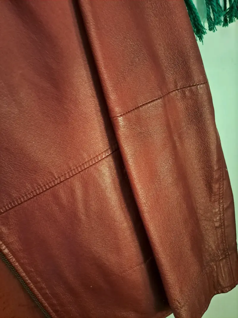 Chaqueta de cuero rojo para mujer - 3