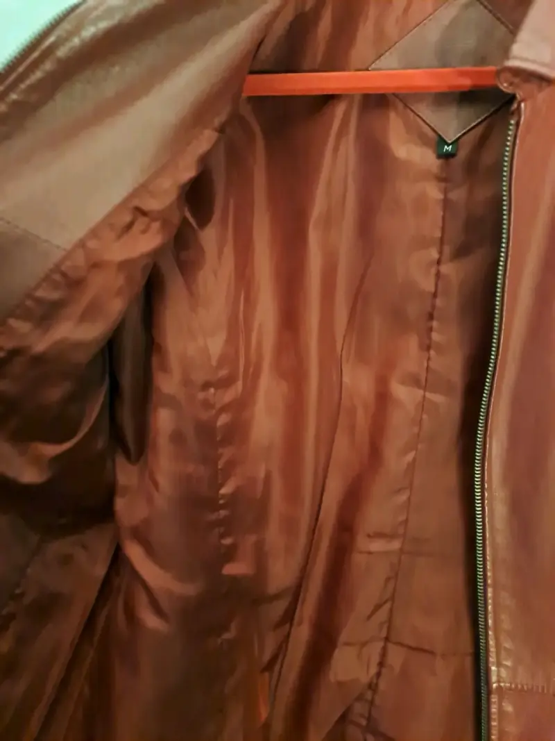 Chaqueta de cuero rojo para mujer - 5