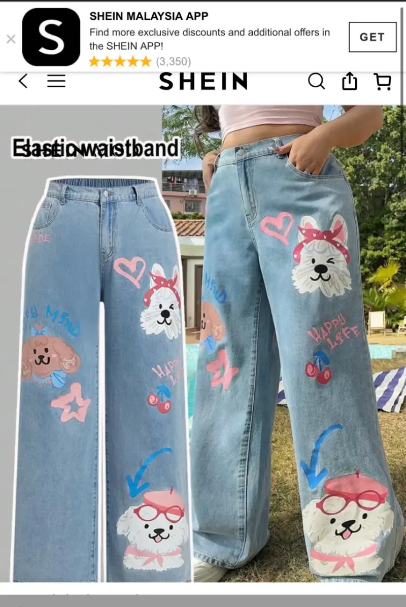Jeans anchos con estampado de perros 4xl Shein - 1