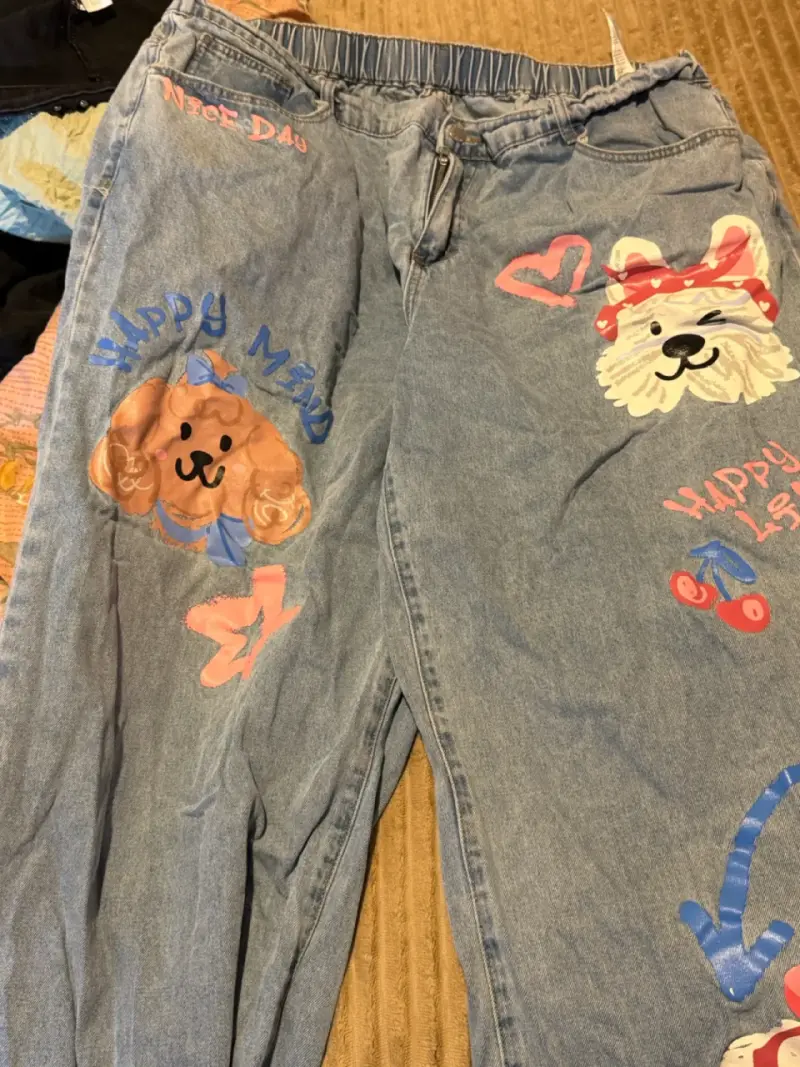 Jeans anchos con estampado de perros 4xl Shein - 2