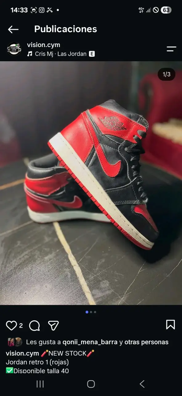Zapatillas Jordan Retro 1 Rojas Talla 40