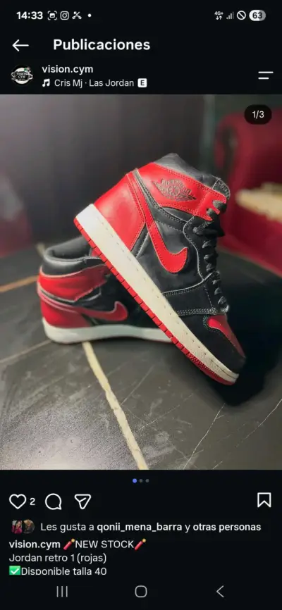 Zapatillas Jordan Retro 1 Rojas Talla 40 - miniatura 1