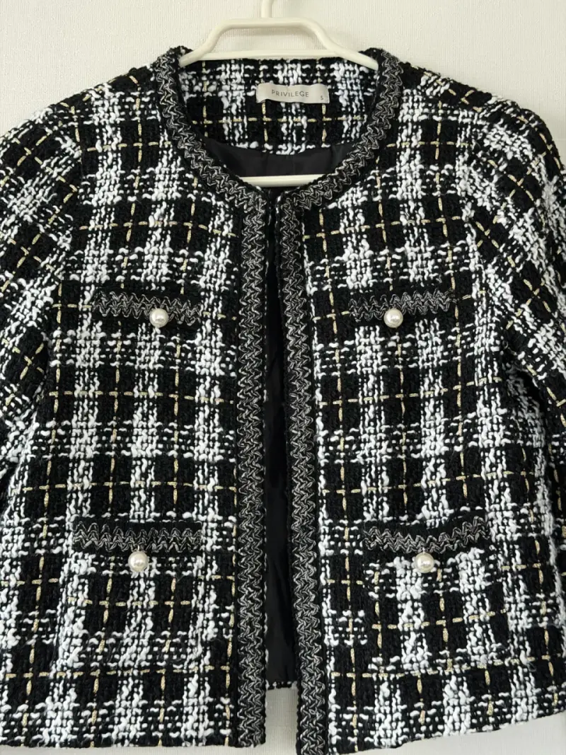 Chaqueta de tweed en blanco y negro Privilege - 2