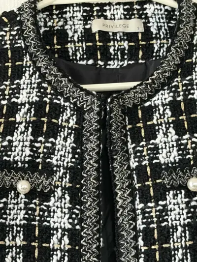Chaqueta de tweed en blanco y negro Privilege - miniatura 3