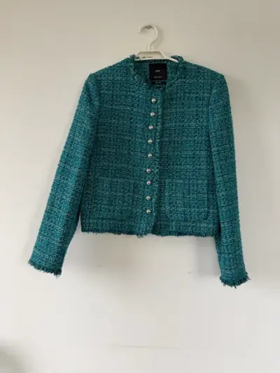 Chaqueta de tweed turquesa Mango - miniatura 1