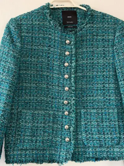 Chaqueta de tweed turquesa Mango - miniatura 2