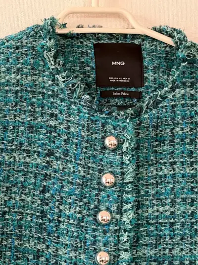 Chaqueta de tweed turquesa Mango - miniatura 3
