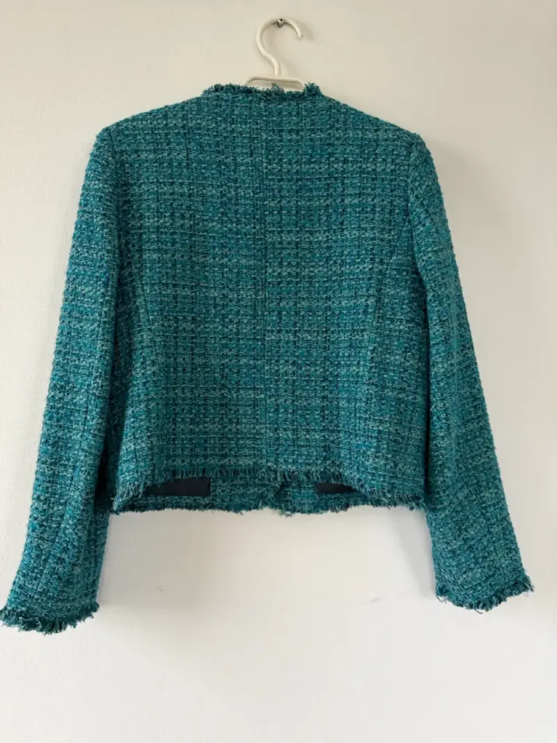 Chaqueta de tweed turquesa Mango - 4