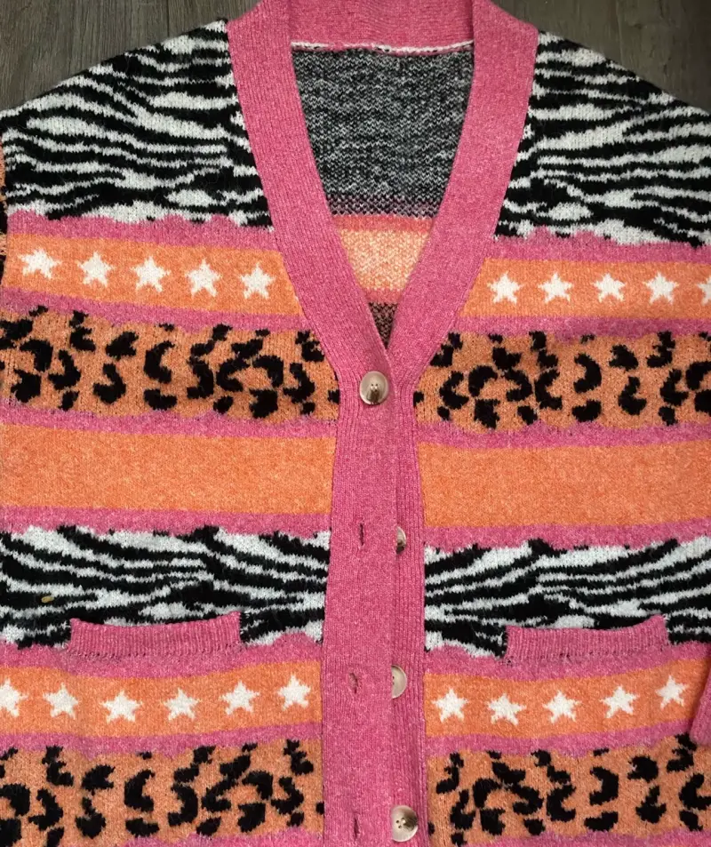 Cardigan de lana con estampado animal print - 2