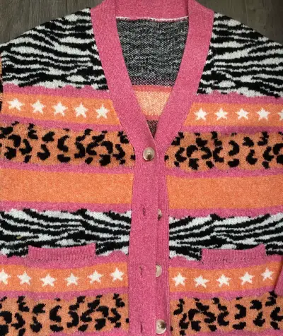 Cardigan de lana con estampado animal print - miniatura 2