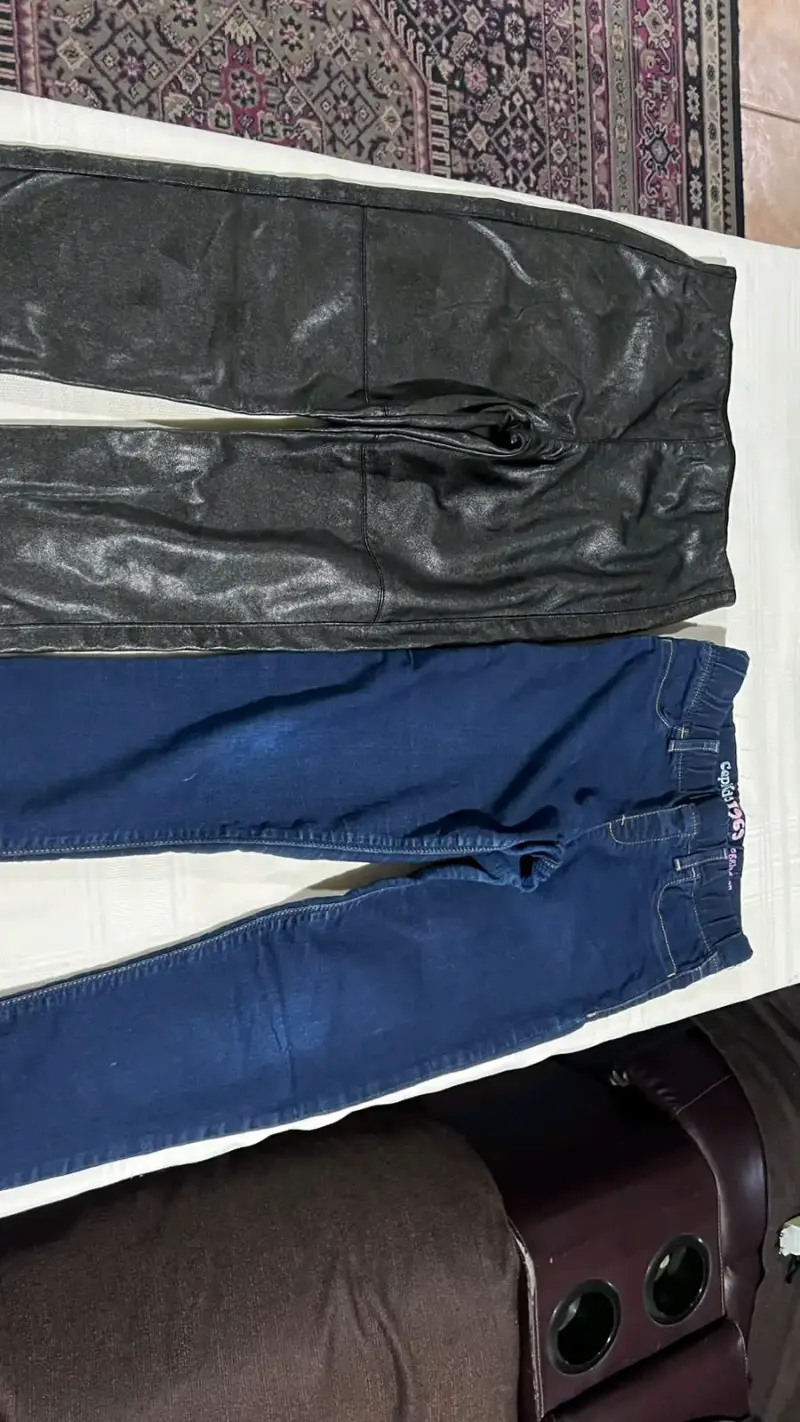 Dos leggings para niña talla 10 ecocuero y denim - 1