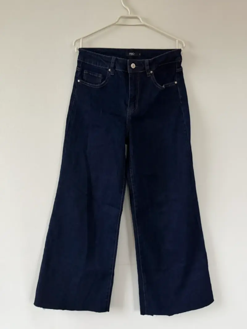 Jeans anchos azul oscuro para mujer - 1