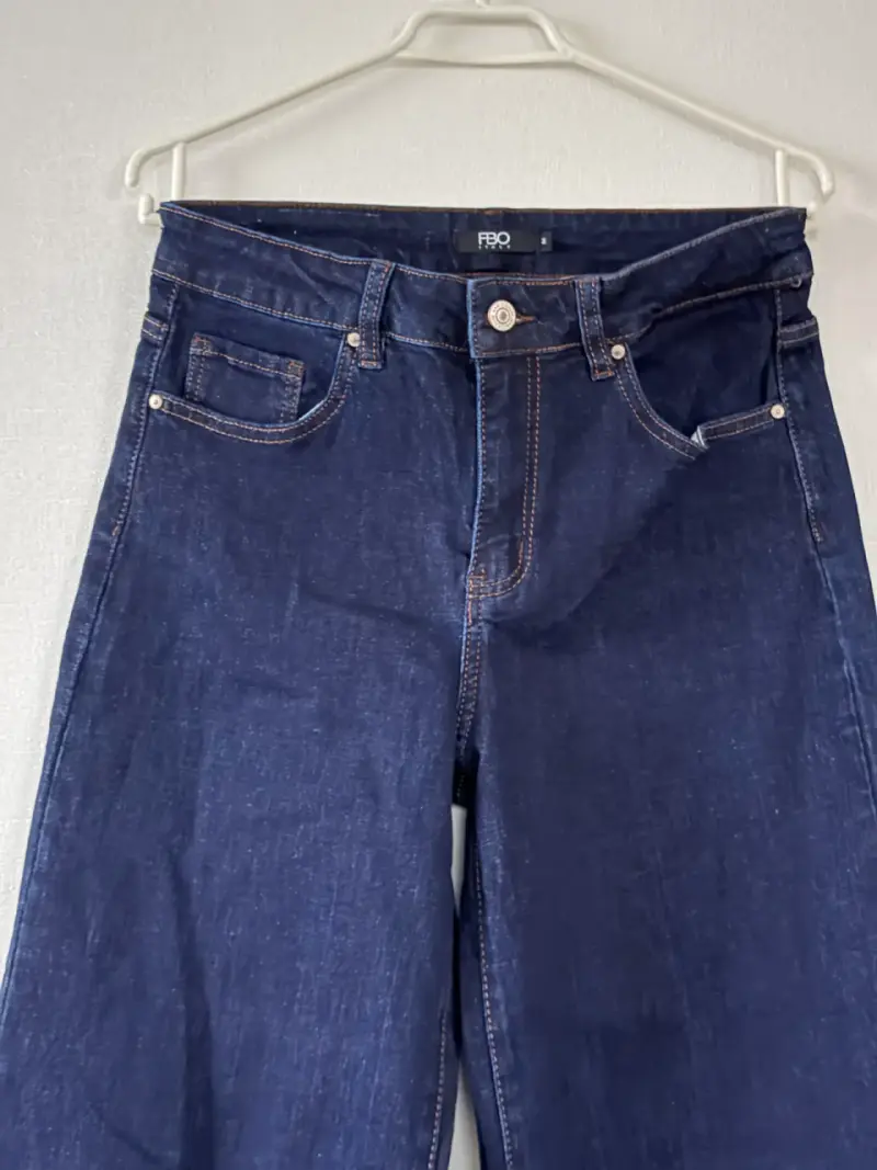 Jeans anchos azul oscuro para mujer - 2