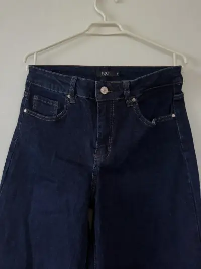 Jeans anchos azul oscuro para mujer - miniatura 3