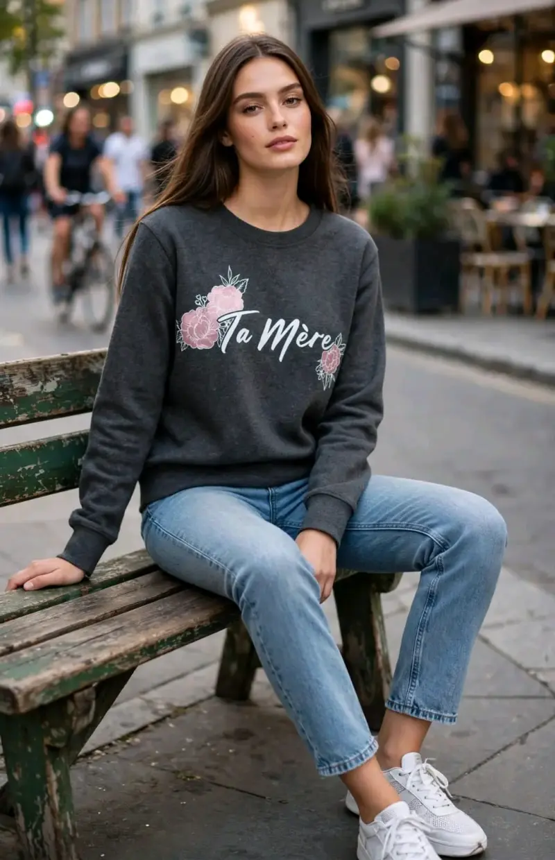 Polerón gris con diseño floral 'Ta Mère' - 2