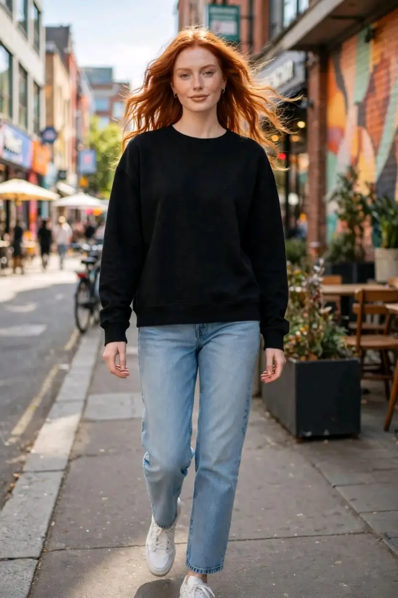 Polerón negro unisex de algodón - 2