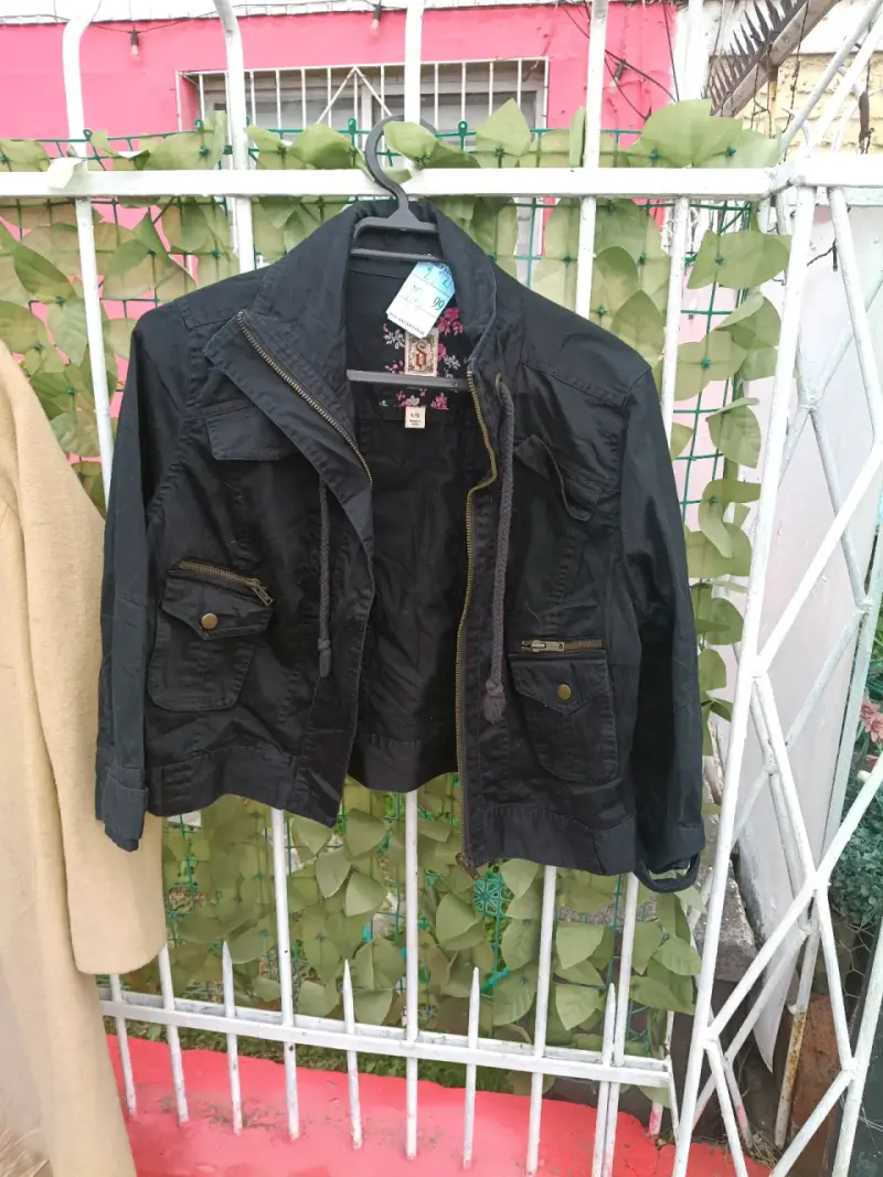 Chaqueta de algodón verde estilo militar - 5