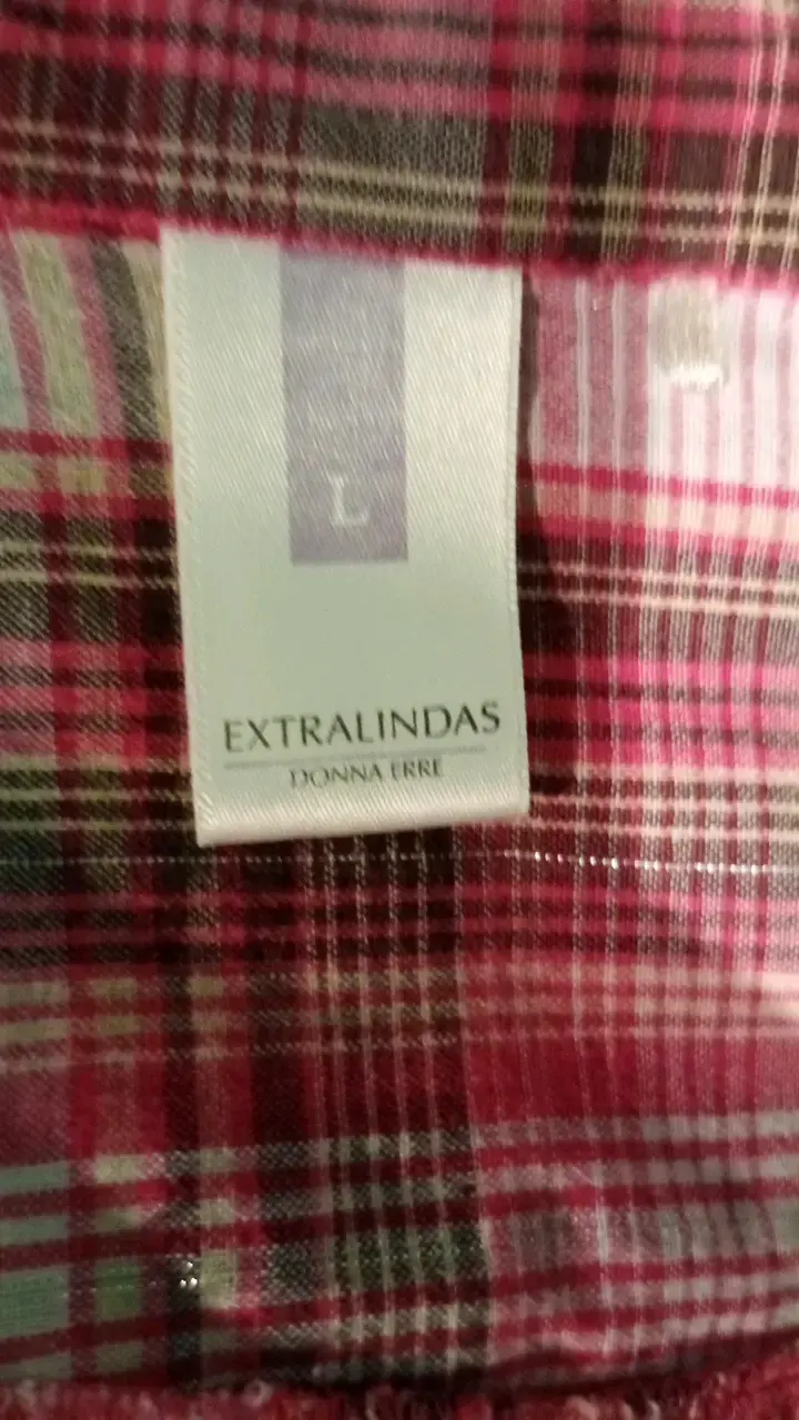 Camisa a cuadros rosa para mujer talla L - 2