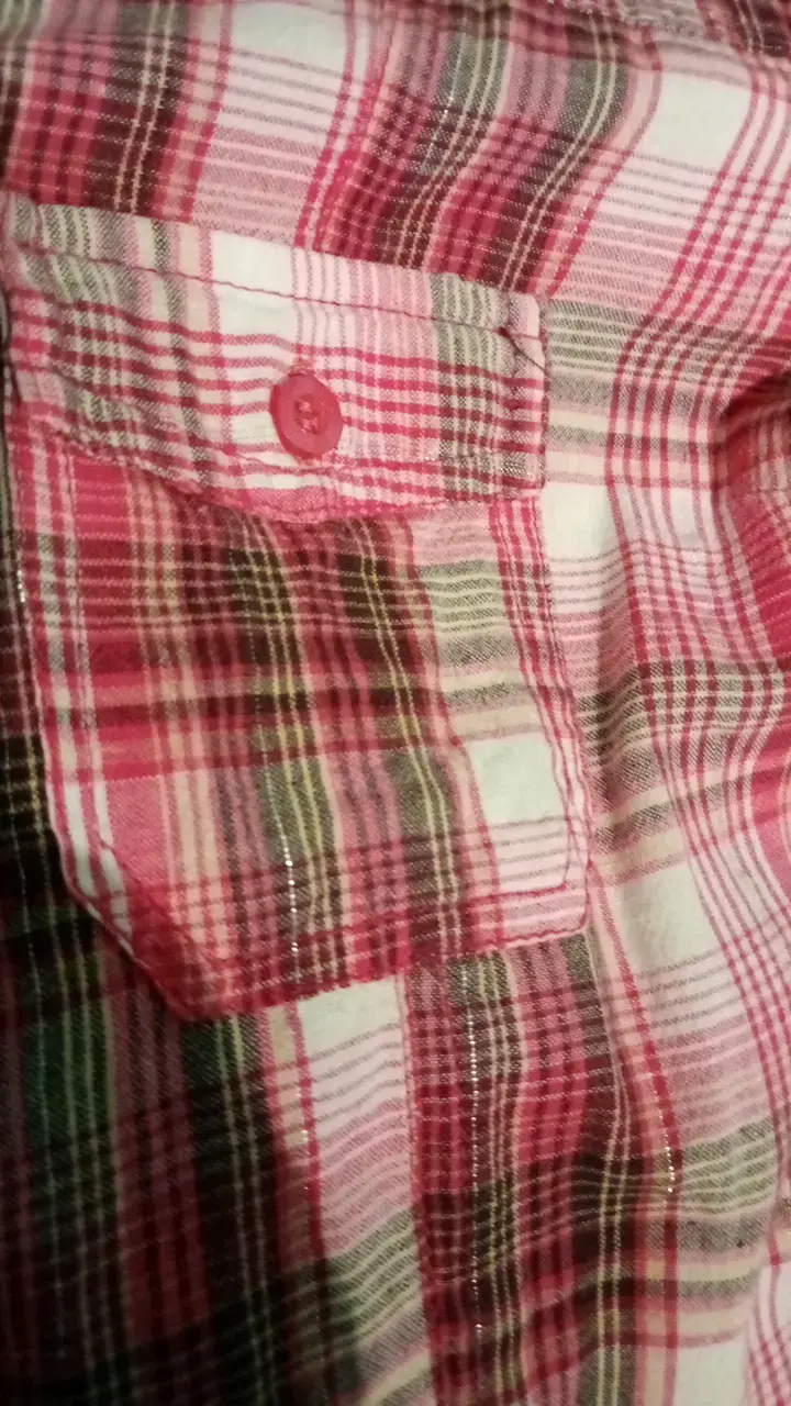 Camisa a cuadros rosa para mujer talla L - 3