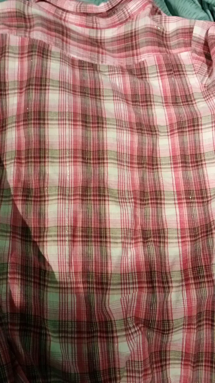 Camisa a cuadros rosa para mujer talla L - 4